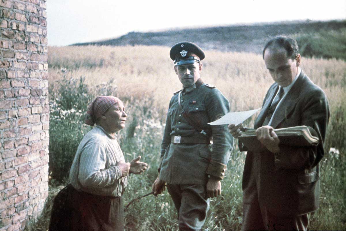 Robert Ritter, head of the Racial Hygiene and Demographic Biology Research Unit of Nazi Germany’s Criminal Police, conducting an interview with a Romani woman, 1936. 