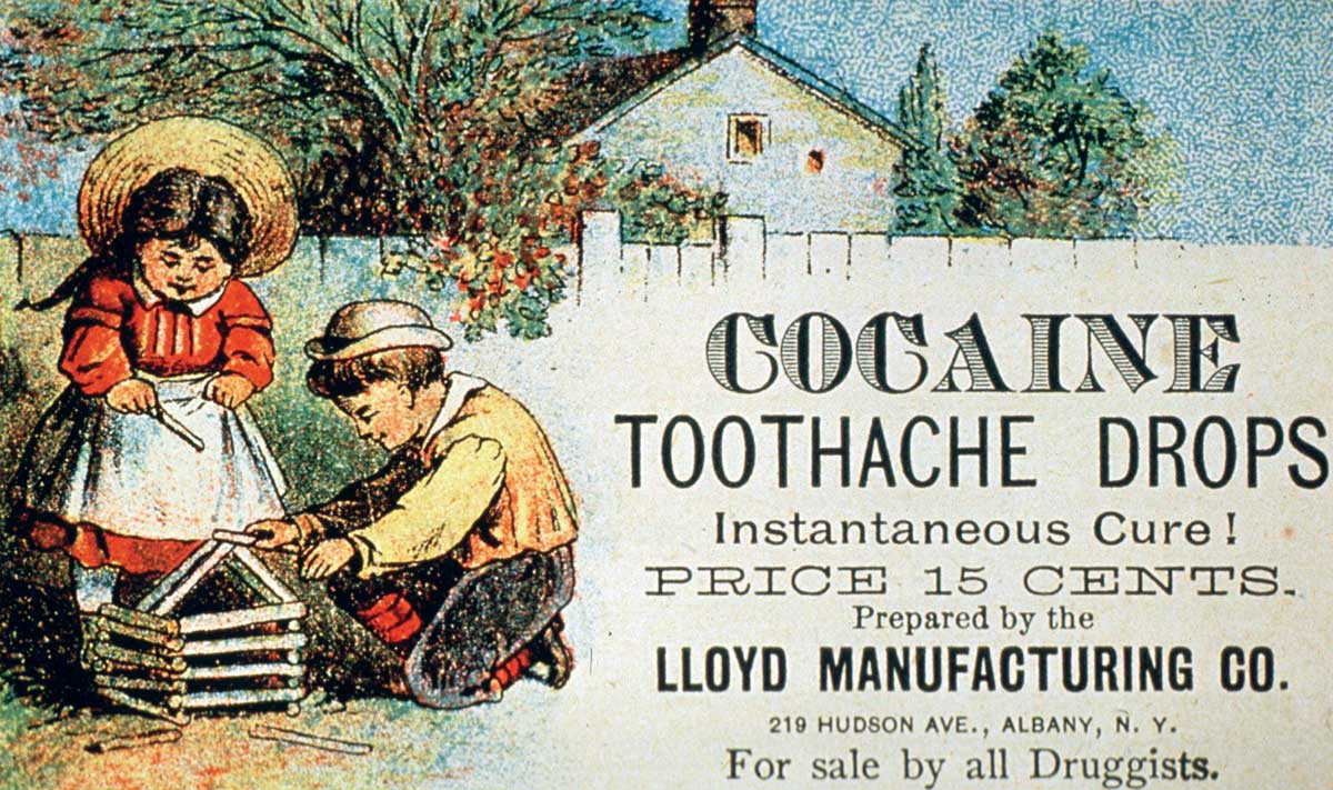 Advertisement for toothache medicine, 19th century. Alamy.
