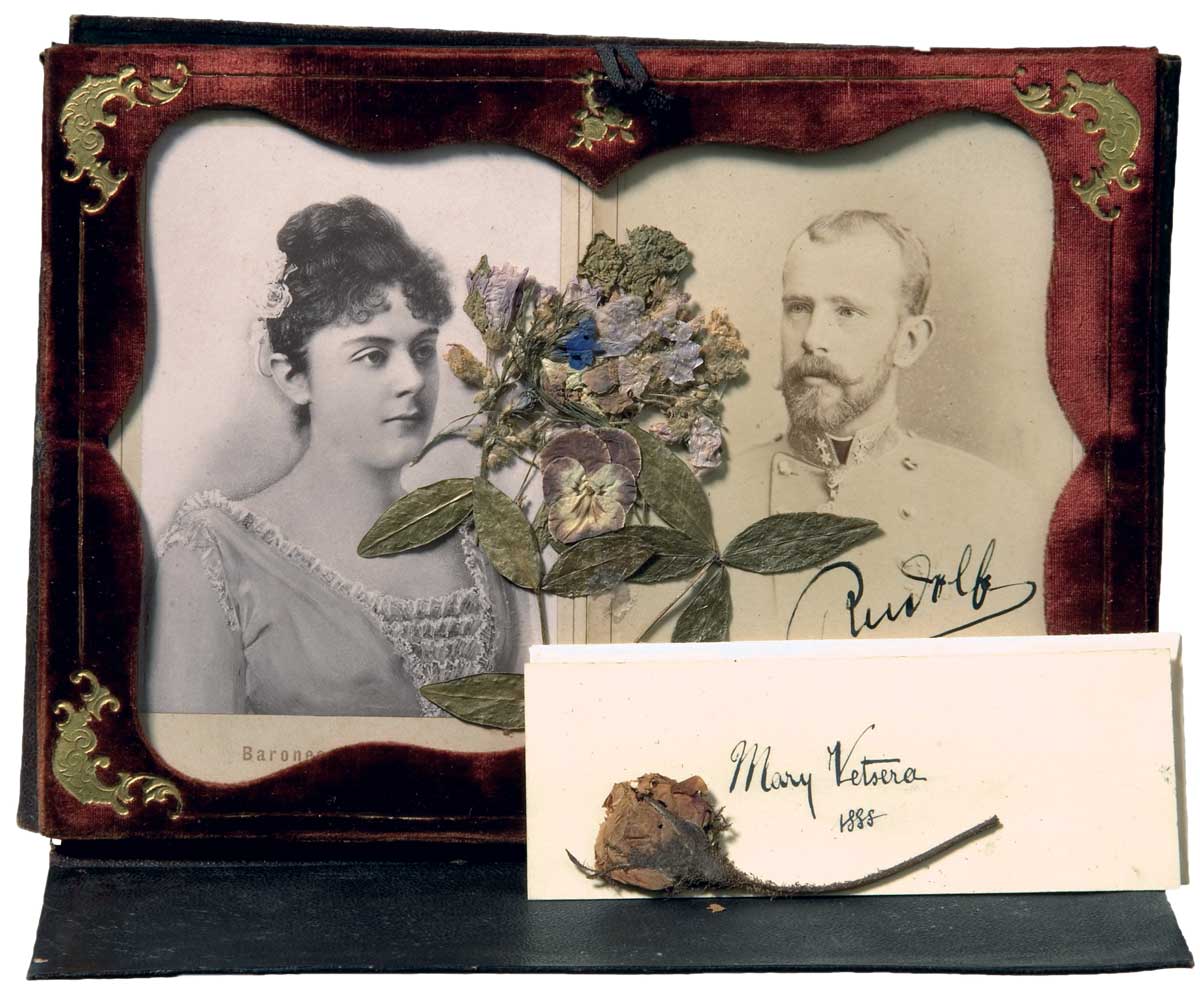 Photographs and autographs of Baroness Mary Vetsera and Crown Prince Rudolf, 19th century.