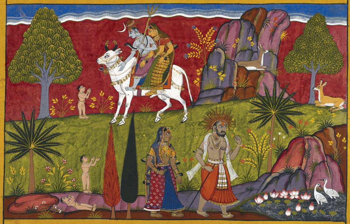 Scene from the Mewar Ramayana, 17th century, India.