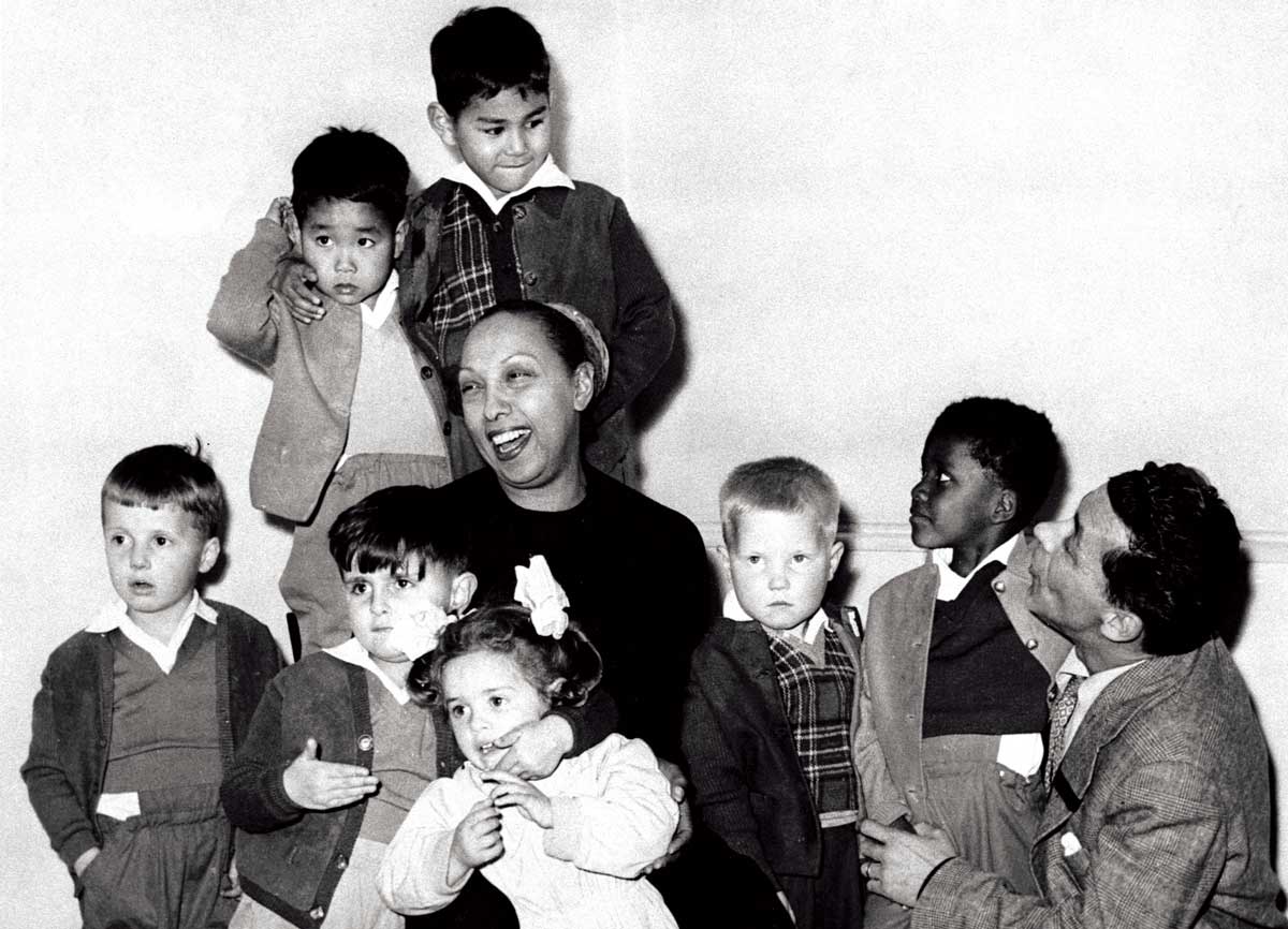 Josephine Baker with her husband Jo Bouillon and their adopted children, c.1965.
