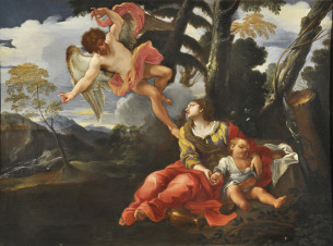 20. Guillaume Courtois, called “Il Borgognone , Agar and Ismael, c. 1670, Oil on canvas, Courtesy of Collection Fagiolo, Palazzo Chigi, Ariccia.