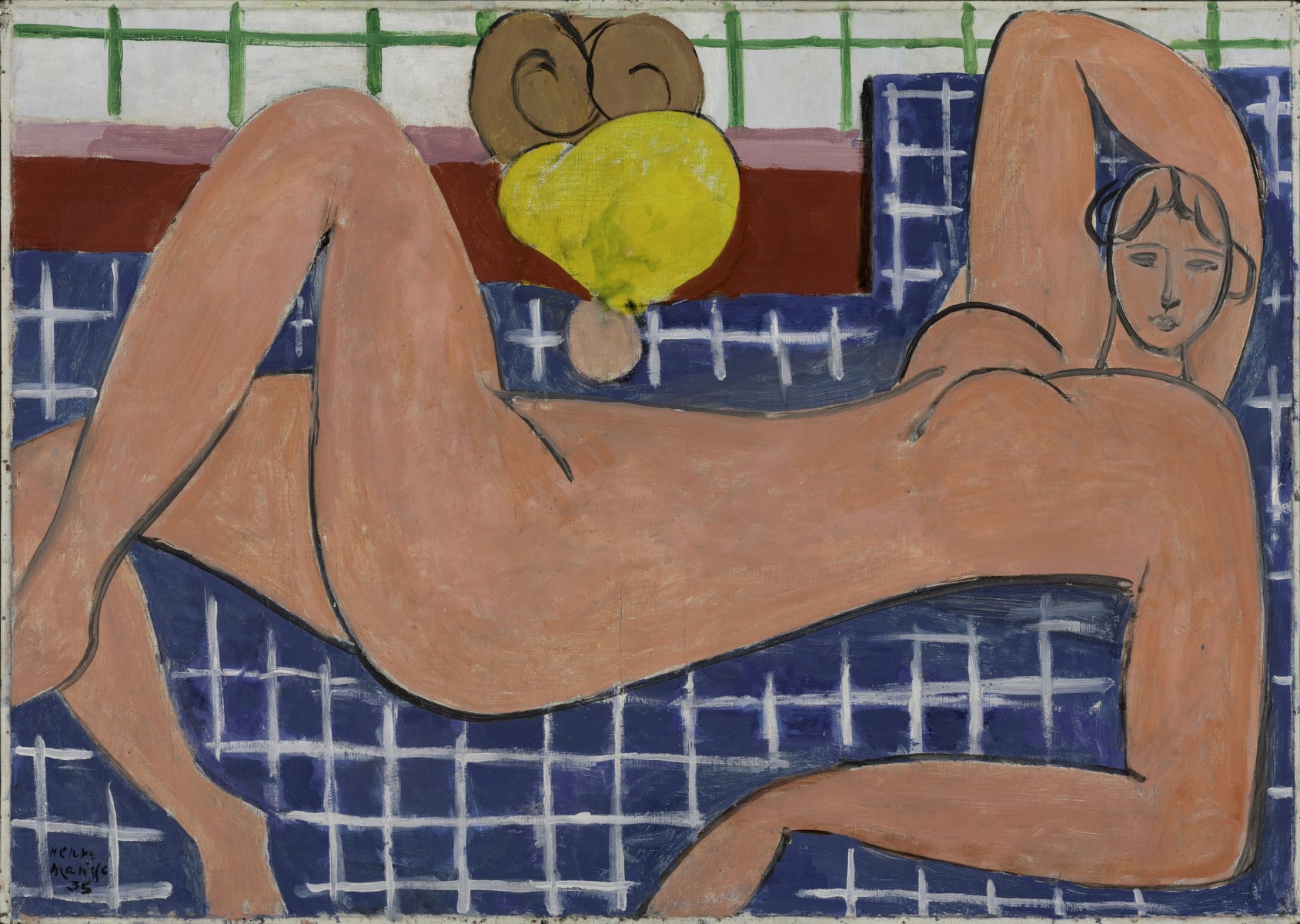 Henri Matisse "Large Reclining Nude" 1935. 26 1/8 × 36 3/4 inches (66.4 × 93.3 cm). Oil on canvas Baltimore Museum of Art: The Cone Collection, formed by Dr. Claribel Cone and Miss Etta Cone of Baltimore, Maryland, 1950.258. © 2022 Succession H. Matisse/Artists Rights Society (ARS), New York.