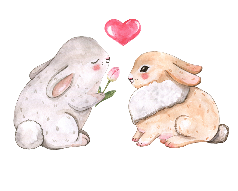 Two Easter bunnies in love