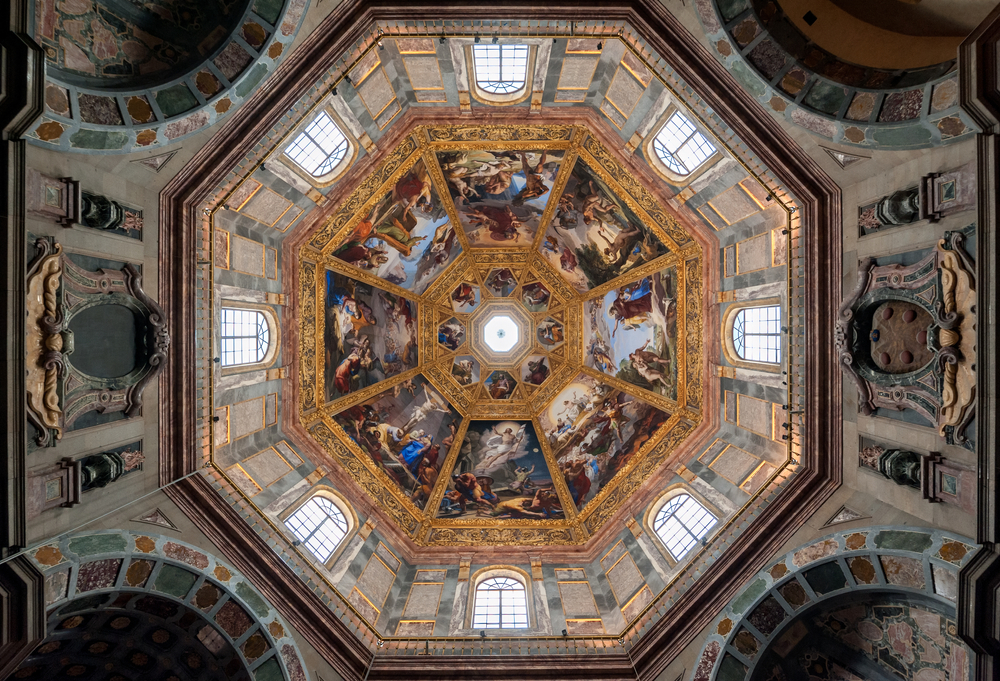 The heavenly ceiling murals of the Medici Chapels. 