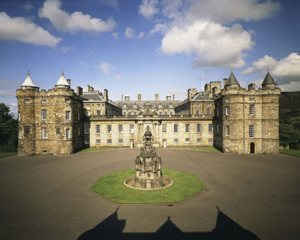 An exterior view of the Palace of Holyroodhouse.
