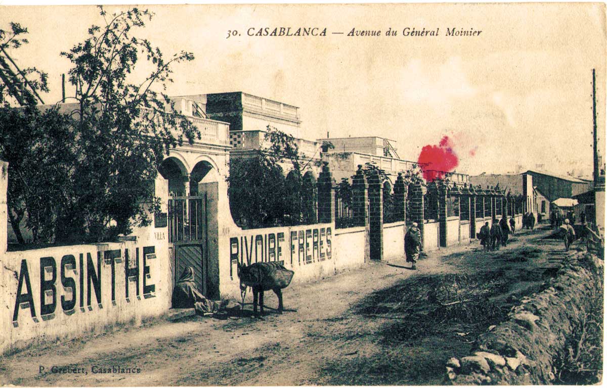 A postcard from Casablanca, with an advertisment for absinthe, undated.